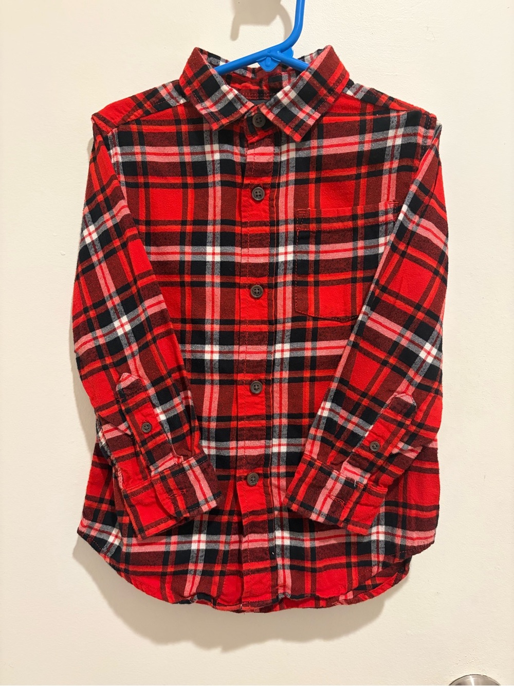 Cat & Jack Red Black White Plaid Button-Down Shirt